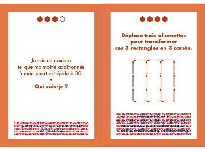 Cartes enigme du jeu Mathador